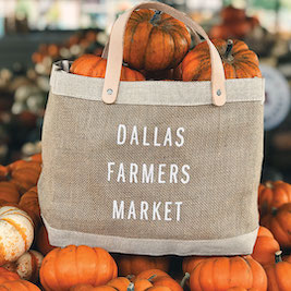 Dallas farmers market bag with pumpkins