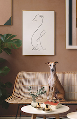 Greyhound with pet portrait